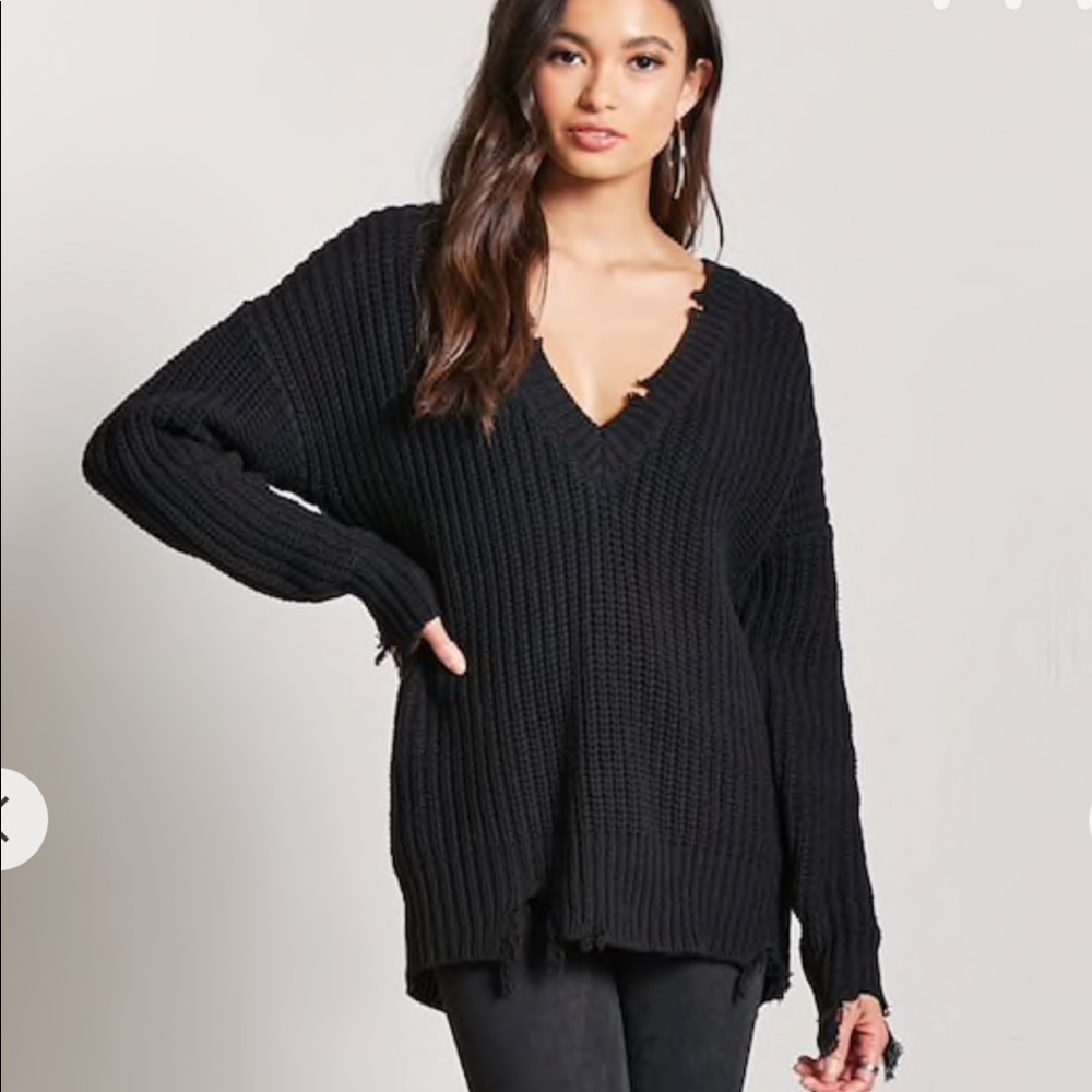 Black Distressed Sweater
